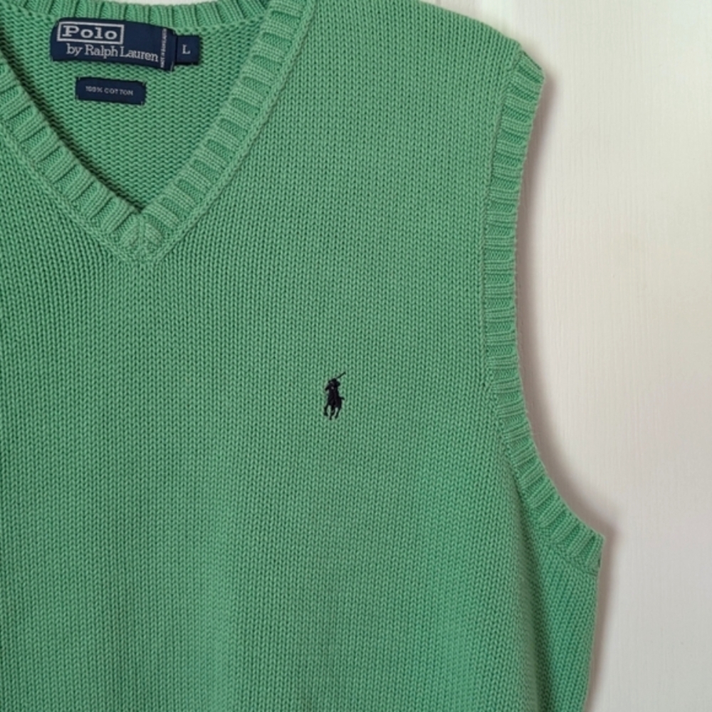 Ralph Lauren Polo Green Sleeveless Sweater Vest. Size Large - Picture 3 of 8